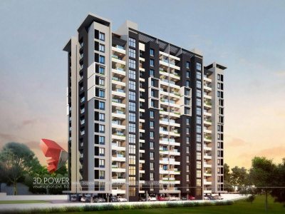 3d-walkthrough-company-3d- model-architecture-evening-view-apartment-panoramic-Ahmednagar